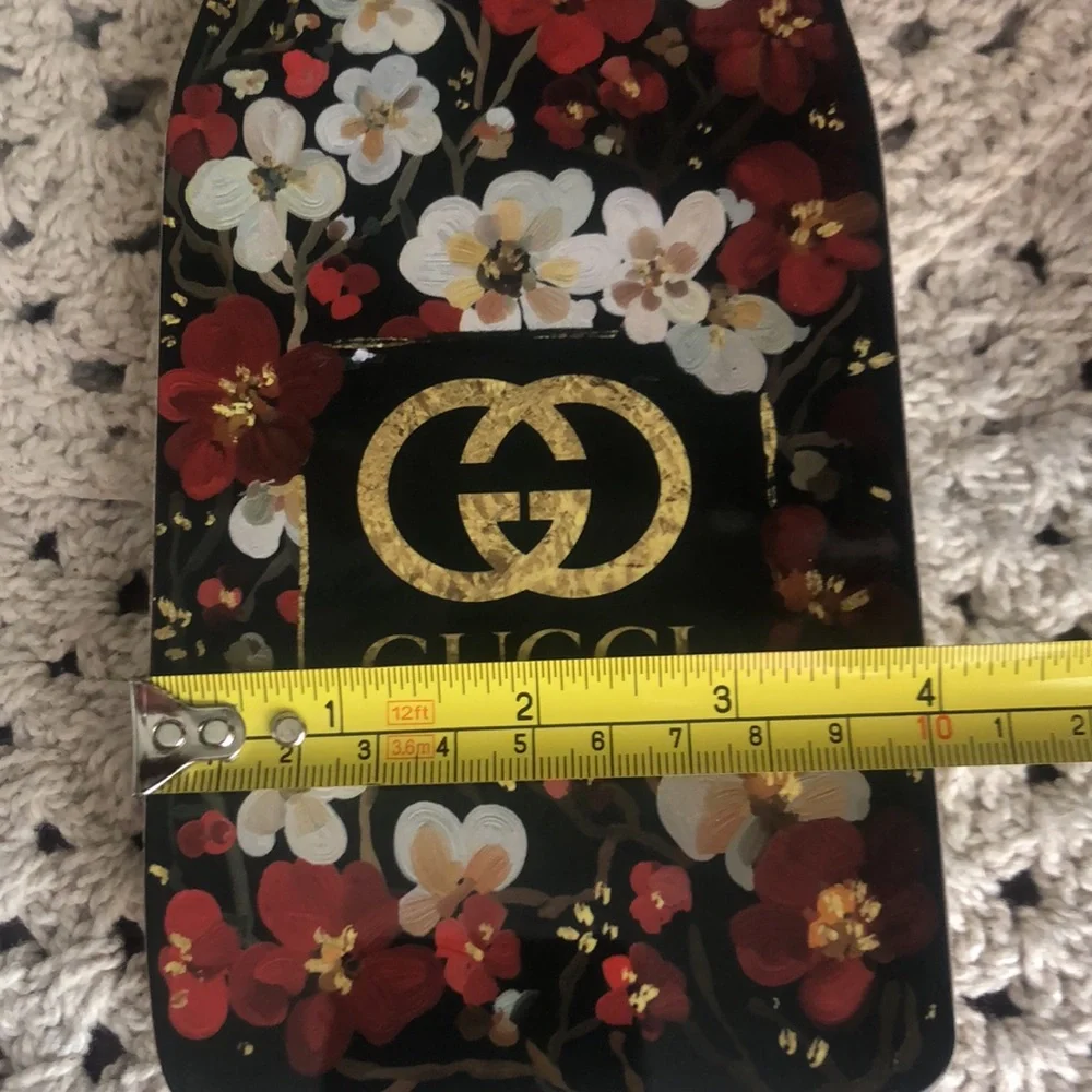 Gucci Red and Gold Floral Champagne Bottle Wooden Home Decor